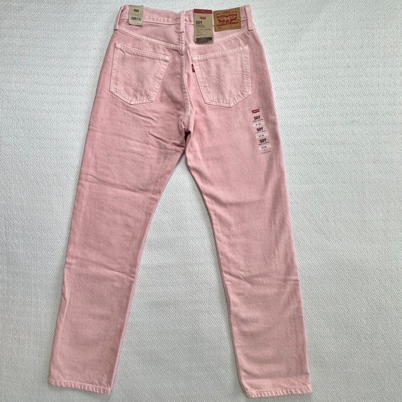 NWT Levi's 501 Original Fit High Rise Straight Jeans Pale Pink Women's W27 L30 - Picture 5 of 12